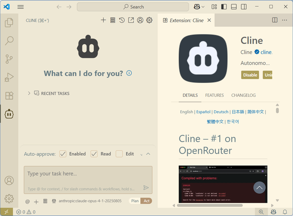 Configuring Cline on Visual Studio Code